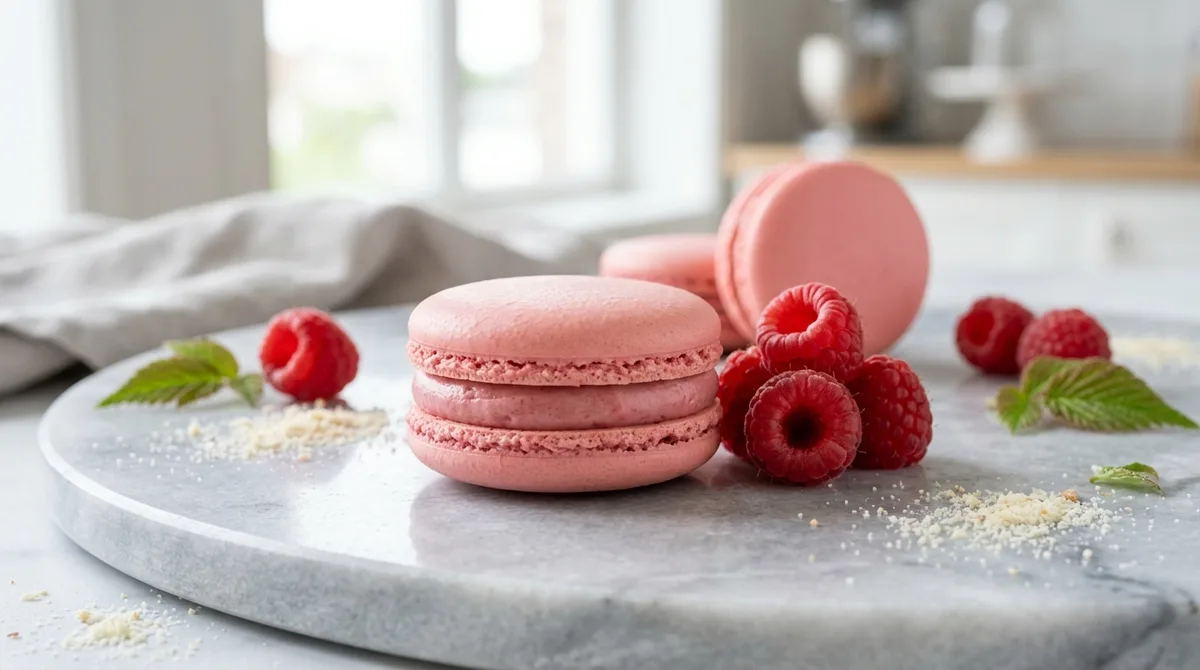 Recette macarons à la framboise : coques lisses et ganache montée